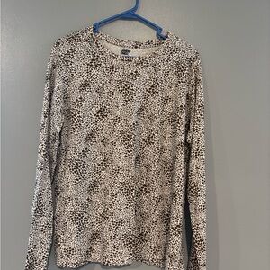 Lands' End Cream Fitted T-Shirt Blouse